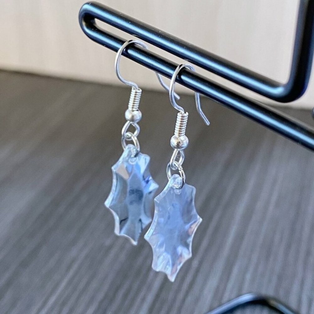 Silver Reclaimed Mirror Charm Earrings